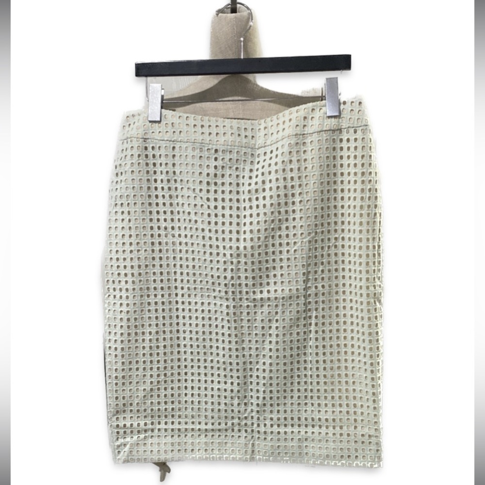 Ann Taylor Skirt Womens Plus Size 14 Cut Out Aqua Mint Green Tan Lined Office